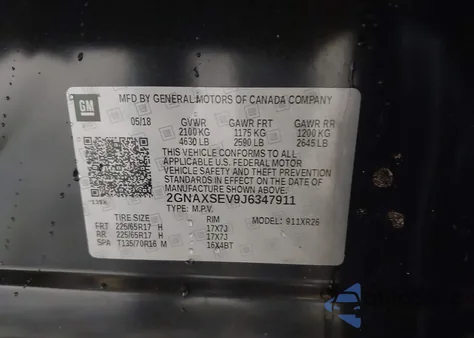 2018 Chevrolet Equinox Lt from USA, damaged, VIN 2GNAXSEV9J6347911